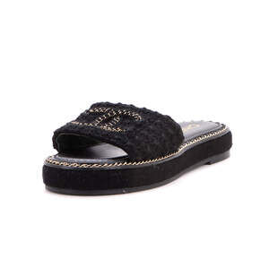 Chanel Women's CC Embroidered Chain Slides Textile